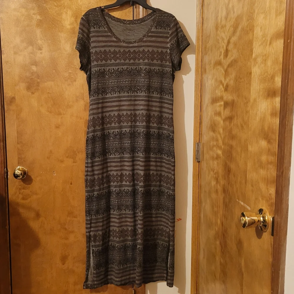 Peruvian Connection Womens Cotton Jersey Midi  Tribal Stripe Dress Large - Picture 8 of 13